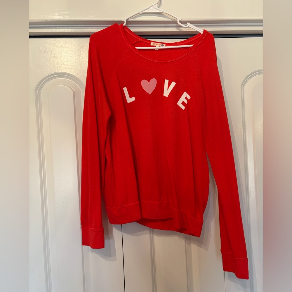 Sundry Red Love Crew Neck Sweater